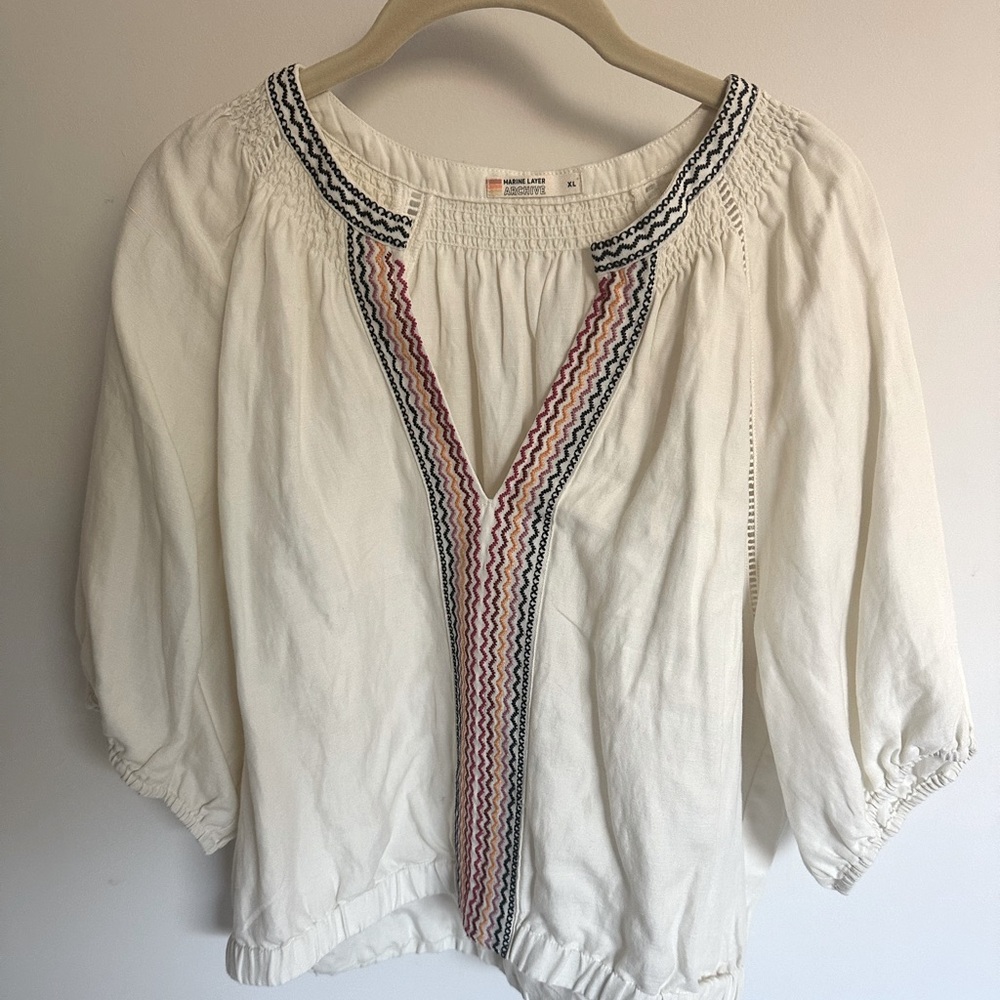 NWOT Marine Layer Bea Peasant Top - Picture 3 of 3